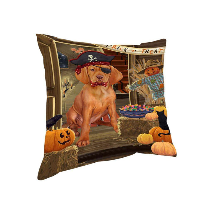 Enter at Own Risk Trick or Treat Halloween Vizsla Dog Pillow PIL69928
