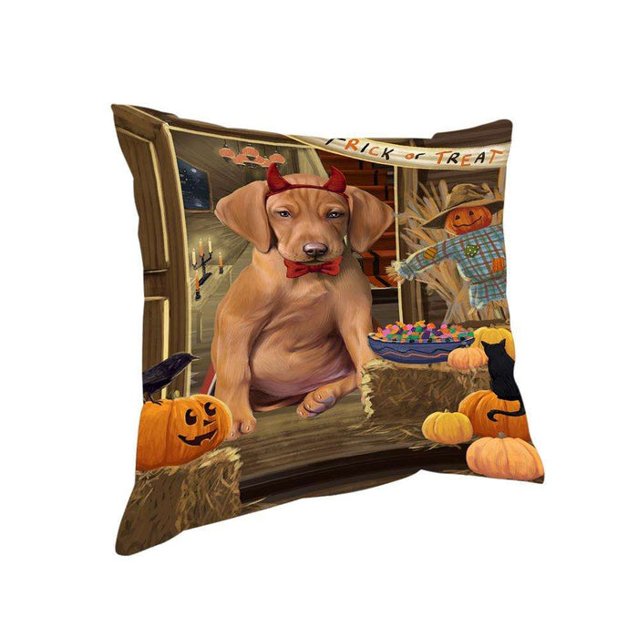 Enter at Own Risk Trick or Treat Halloween Vizsla Dog Pillow PIL69932