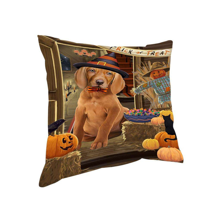 Enter at Own Risk Trick or Treat Halloween Vizsla Dog Pillow PIL69936