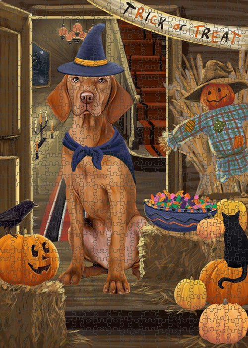 Enter at Own Risk Trick or Treat Halloween Vizsla Dog Puzzle  PUZL80452