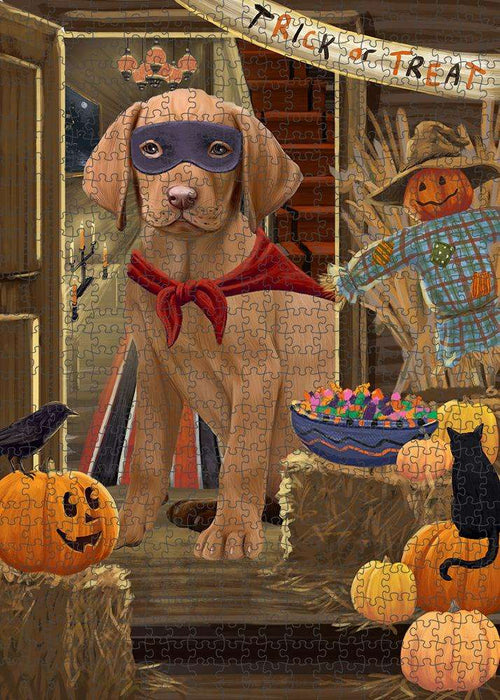 Enter at Own Risk Trick or Treat Halloween Vizsla Dog Puzzle  PUZL80456