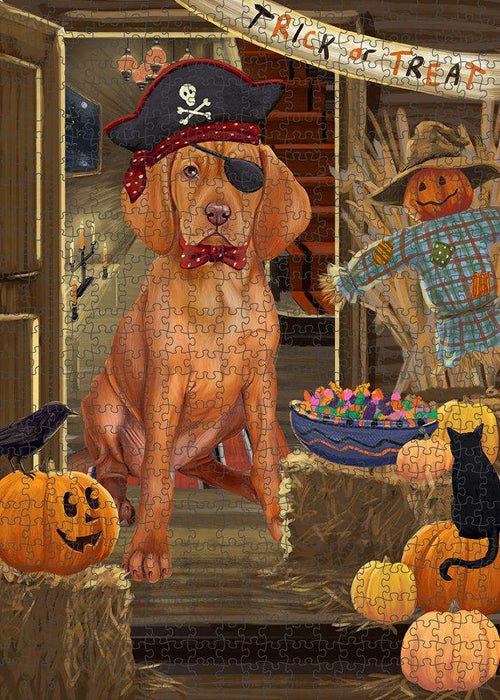 Enter at Own Risk Trick or Treat Halloween Vizsla Dog Puzzle  PUZL80460