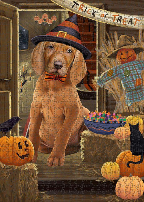 Enter at Own Risk Trick or Treat Halloween Vizsla Dog Puzzle  PUZL80468