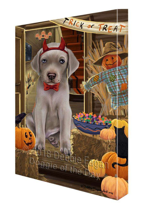Enter at Own Risk Trick or Treat Halloween Weimaraner Dog Canvas Print Wall Art Décor CVS97838