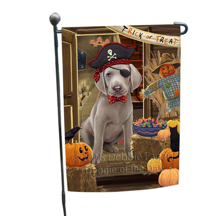 Enter at Own Risk Trick or Treat Halloween Weimaraner Dog Garden Flag GFLG53393