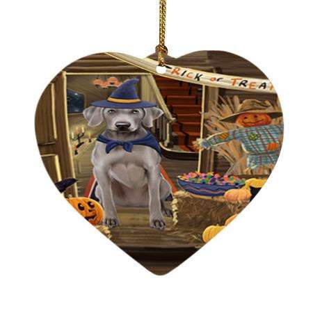 Enter at Own Risk Trick or Treat Halloween Weimaraner Dog Heart Christmas Ornament HPOR53329