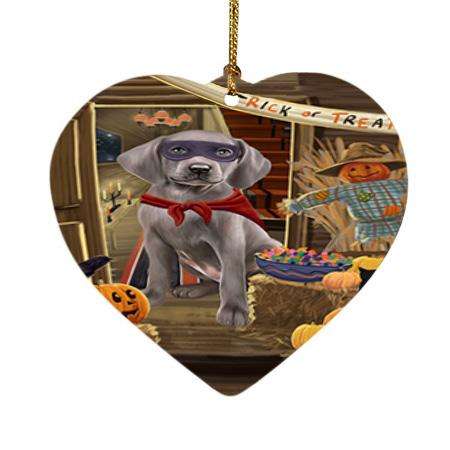 Enter at Own Risk Trick or Treat Halloween Weimaraner Dog Heart Christmas Ornament HPOR53330