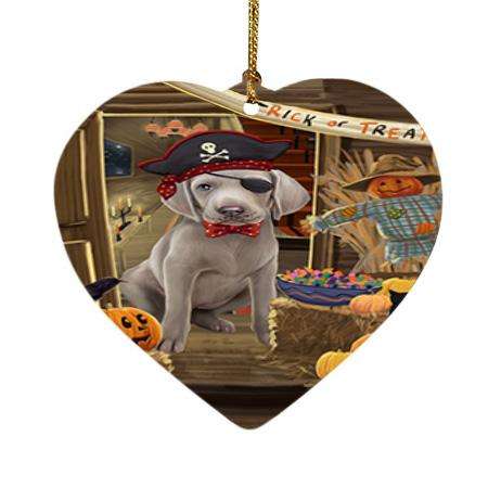 Enter at Own Risk Trick or Treat Halloween Weimaraner Dog Heart Christmas Ornament HPOR53331