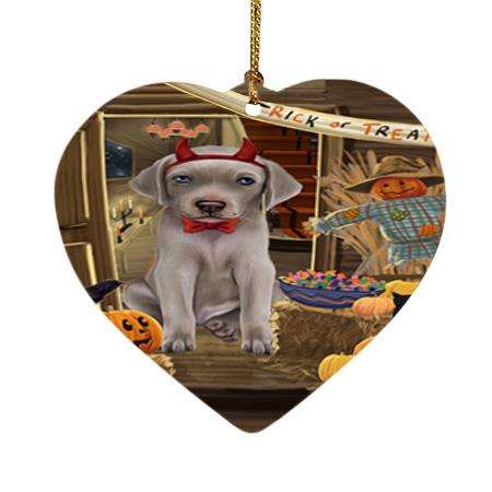 Enter at Own Risk Trick or Treat Halloween Weimaraner Dog Heart Christmas Ornament HPOR53332
