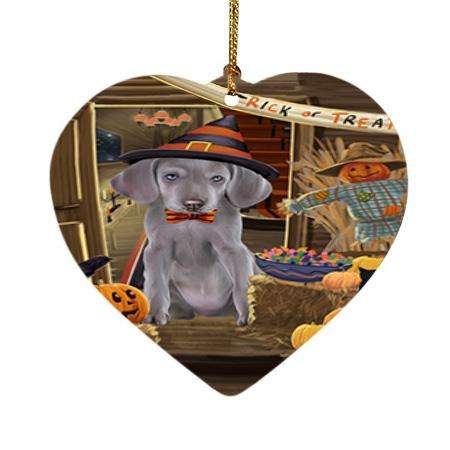 Enter at Own Risk Trick or Treat Halloween Weimaraner Dog Heart Christmas Ornament HPOR53333