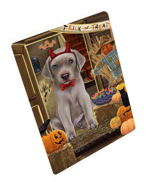 Enter at Own Risk Trick or Treat Halloween Weimaraner Dog Large Refrigerator / Dishwasher Magnet RMAG80874