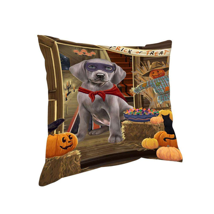 Enter at Own Risk Trick or Treat Halloween Weimaraner Dog Pillow PIL69944