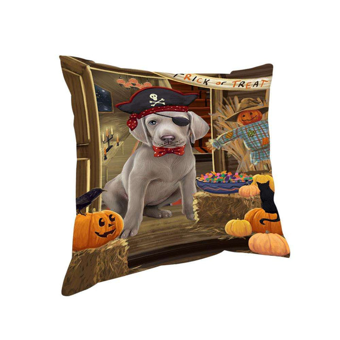 Enter at Own Risk Trick or Treat Halloween Weimaraner Dog Pillow PIL69948