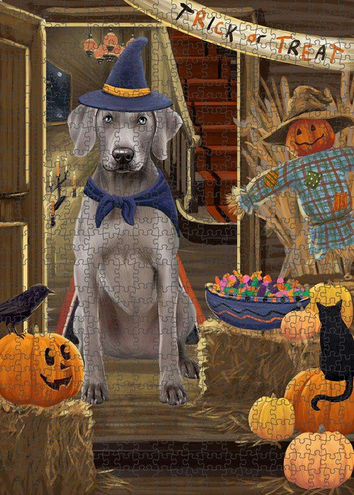 Enter at Own Risk Trick or Treat Halloween Weimaraner Dog Puzzle with Photo Tin PUZL80472
