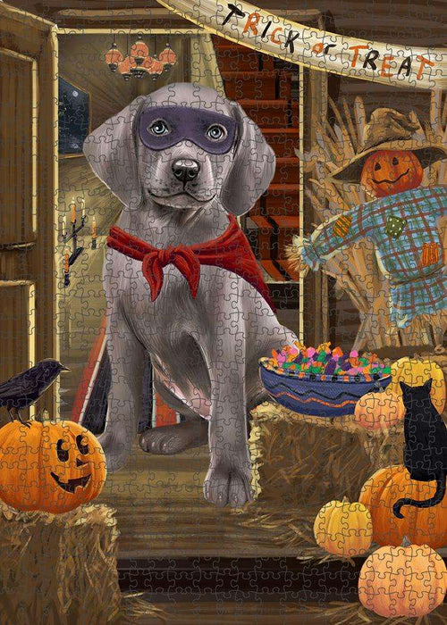 Enter at Own Risk Trick or Treat Halloween Weimaraner Dog Puzzle with Photo Tin PUZL80476