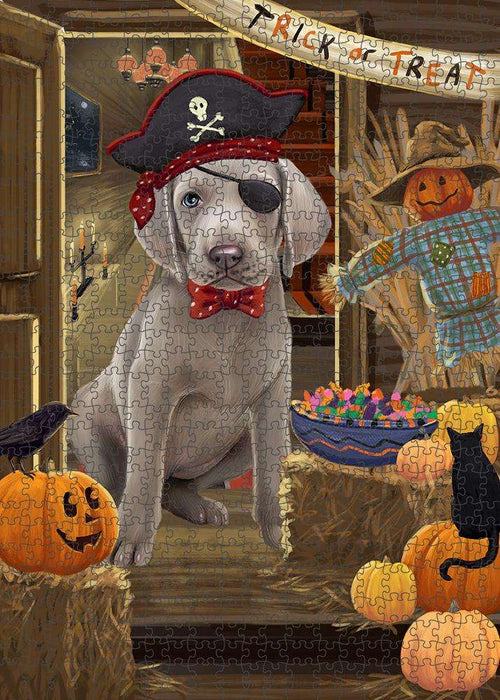 Enter at Own Risk Trick or Treat Halloween Weimaraner Dog Puzzle with Photo Tin PUZL80480