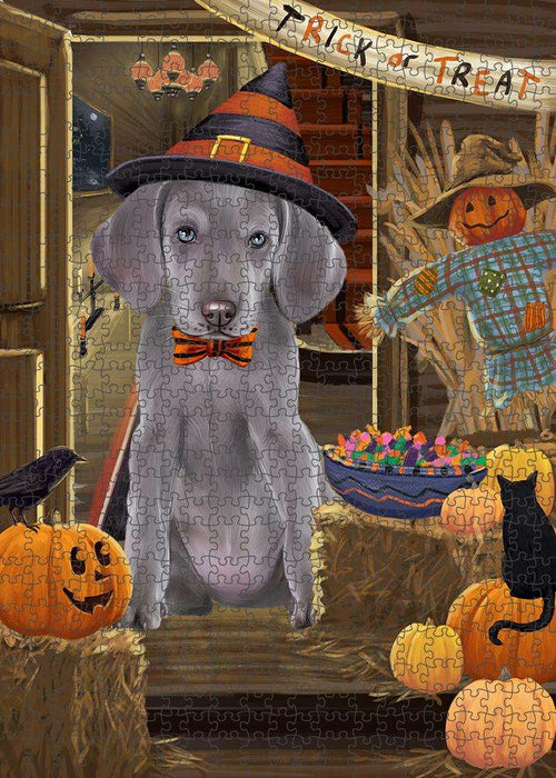 Enter at Own Risk Trick or Treat Halloween Weimaraner Dog Puzzle with Photo Tin PUZL80488