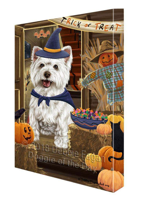 Enter at Own Risk Trick or Treat Halloween West Highland Terrier Dog Canvas Print Wall Art Décor CVS97856