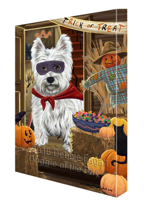 Enter at Own Risk Trick or Treat Halloween West Highland Terrier Dog Canvas Print Wall Art Décor CVS97865