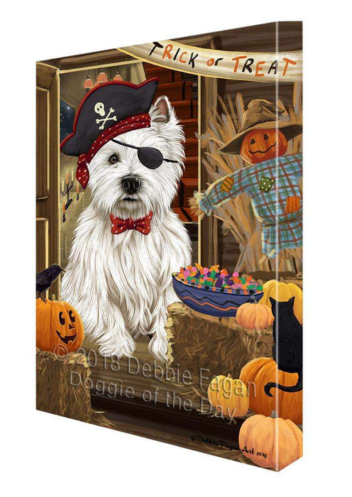 Enter at Own Risk Trick or Treat Halloween West Highland Terrier Dog Canvas Print Wall Art Décor CVS97874