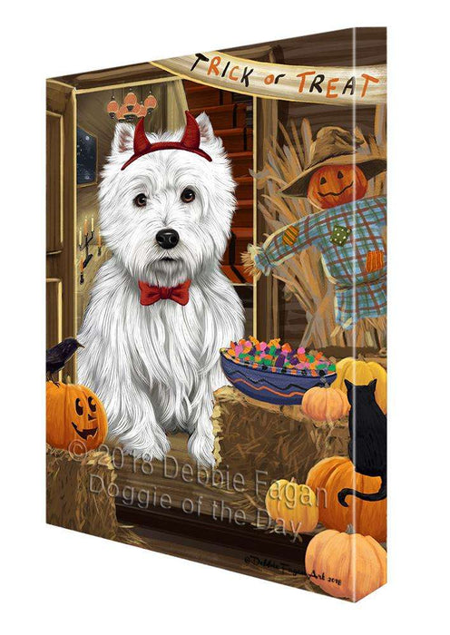 Enter at Own Risk Trick or Treat Halloween West Highland Terrier Dog Canvas Print Wall Art Décor CVS97883
