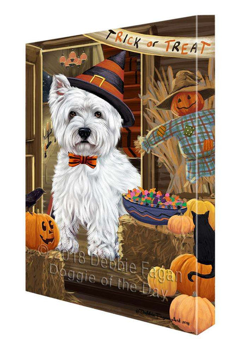 Enter at Own Risk Trick or Treat Halloween West Highland Terrier Dog Canvas Print Wall Art Décor CVS97892