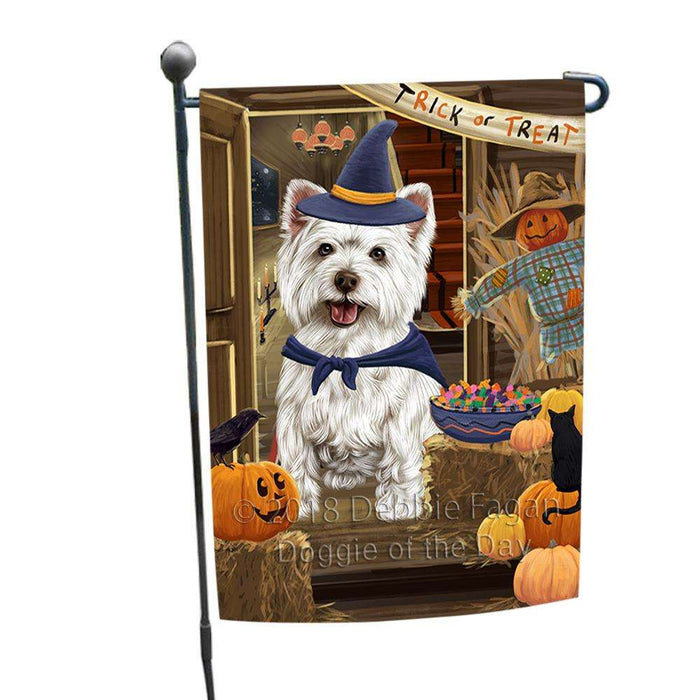 Enter at Own Risk Trick or Treat Halloween West Highland Terrier Dog Garden Flag GFLG53396