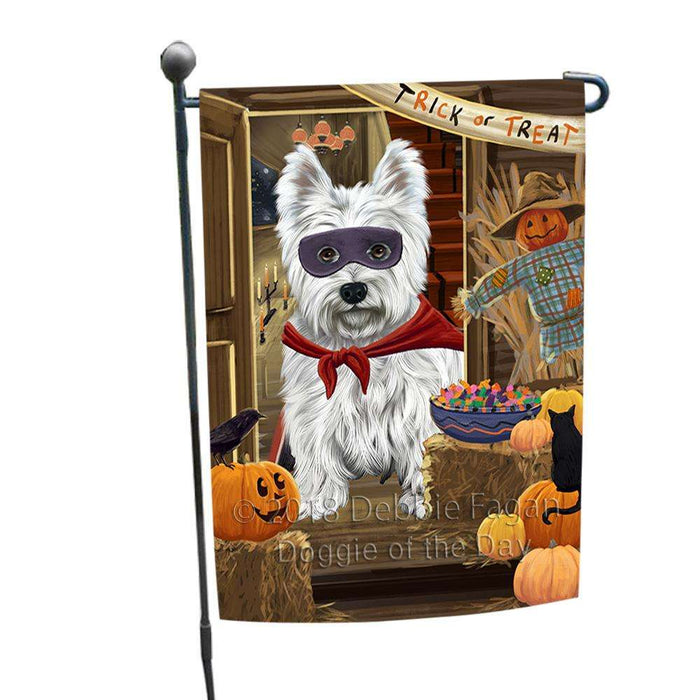 Enter at Own Risk Trick or Treat Halloween West Highland Terrier Dog Garden Flag GFLG53397