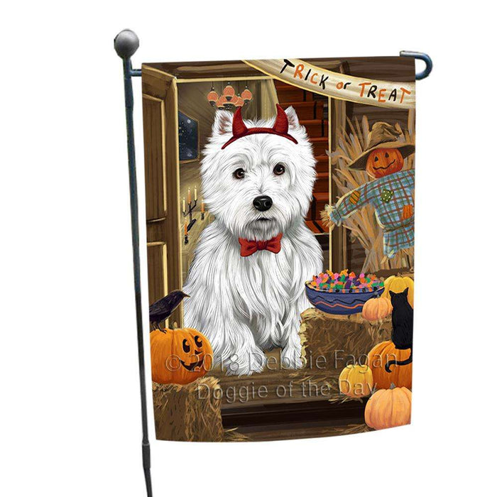 Enter at Own Risk Trick or Treat Halloween West Highland Terrier Dog Garden Flag GFLG53399