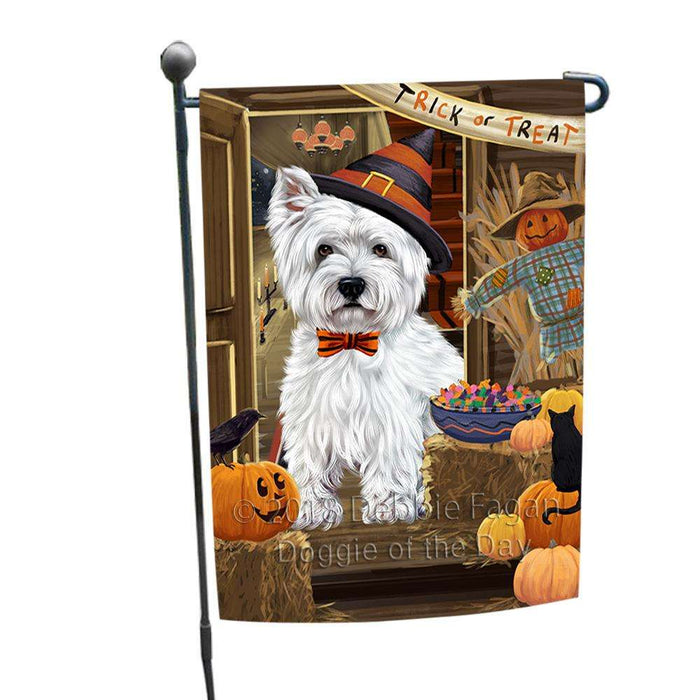 Enter at Own Risk Trick or Treat Halloween West Highland Terrier Dog Garden Flag GFLG53400