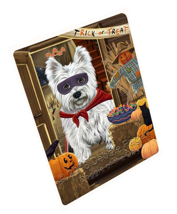 Enter at Own Risk Trick or Treat Halloween West Highland Terrier Dog Large Refrigerator / Dishwasher Magnet RMAG80892