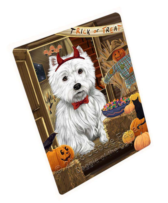 Enter at Own Risk Trick or Treat Halloween West Highland Terrier Dog Large Refrigerator / Dishwasher Magnet RMAG80904