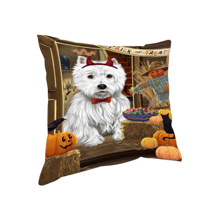 Enter at Own Risk Trick or Treat Halloween West Highland Terrier Dog Pillow PIL69972