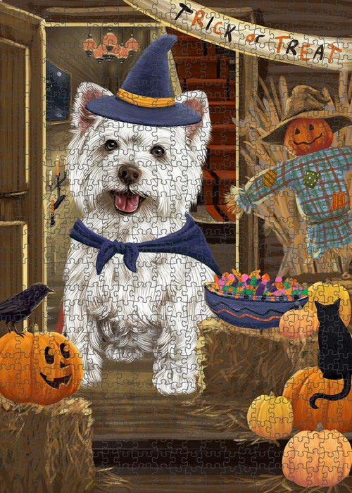 Enter at Own Risk Trick or Treat Halloween West Highland Terrier Dog Puzzle with Photo Tin PUZL80492