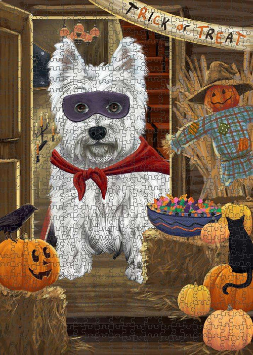 Enter at Own Risk Trick or Treat Halloween West Highland Terrier Dog Puzzle with Photo Tin PUZL80496