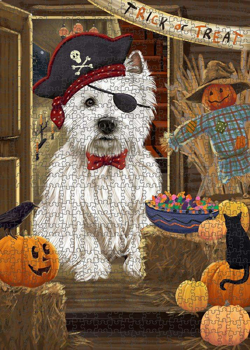 Enter at Own Risk Trick or Treat Halloween West Highland Terrier Dog Puzzle with Photo Tin PUZL80500