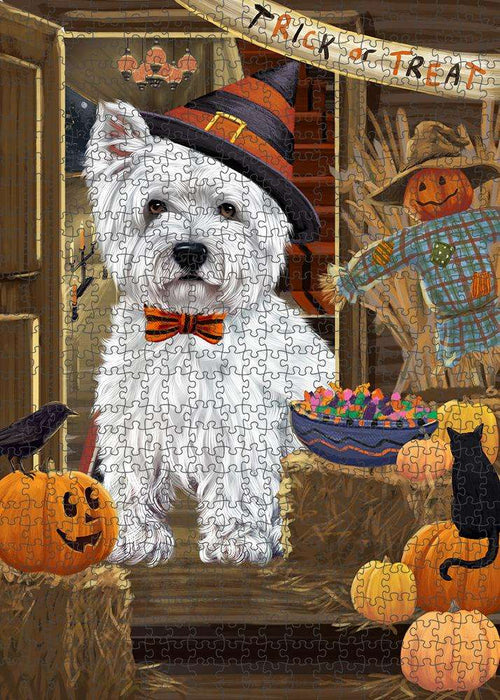 Enter at Own Risk Trick or Treat Halloween West Highland Terrier Dog Puzzle with Photo Tin PUZL80508