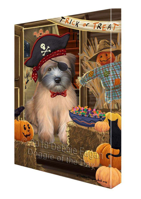 Enter at Own Risk Trick or Treat Halloween Wheaten Terrier Dog Canvas Print Wall Art Décor CVS97919
