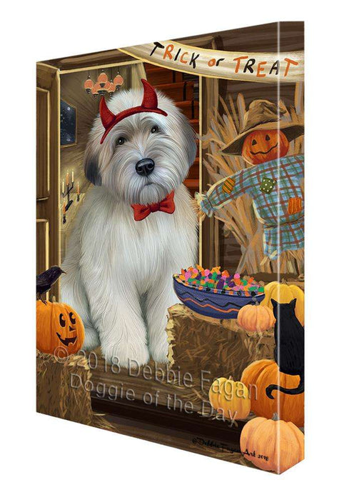 Enter at Own Risk Trick or Treat Halloween Wheaten Terrier Dog Canvas Print Wall Art Décor CVS97928