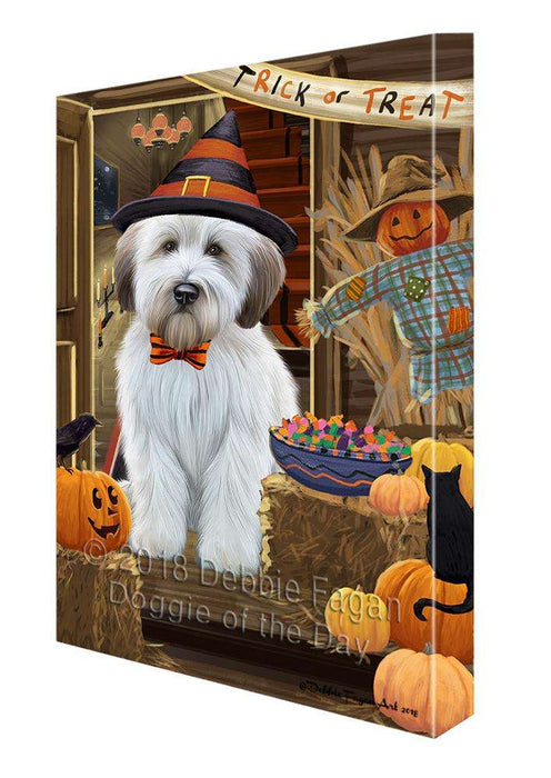 Enter at Own Risk Trick or Treat Halloween Wheaten Terrier Dog Canvas Print Wall Art Décor CVS97937