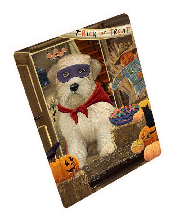Enter at Own Risk Trick or Treat Halloween Wheaten Terrier Dog Cutting Board C64464