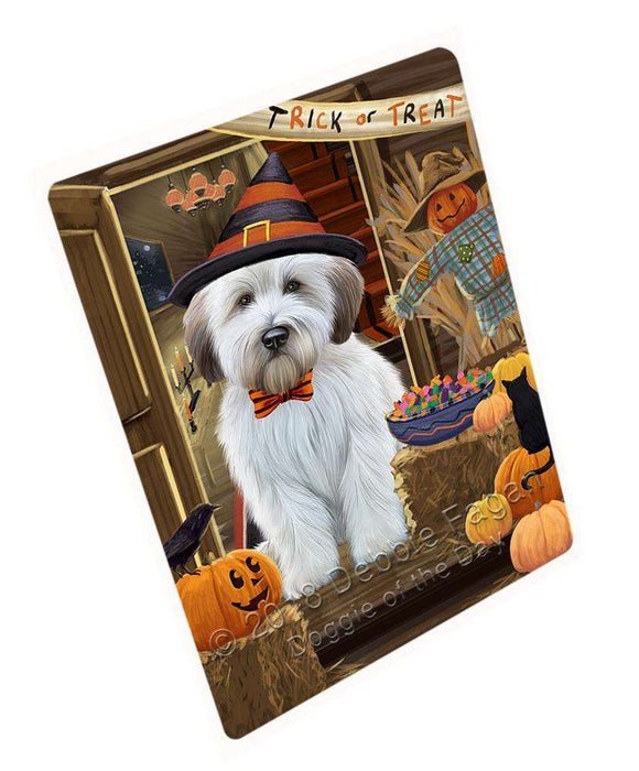 Enter at Own Risk Trick or Treat Halloween Wheaten Terrier Dog Cutting Board C64473