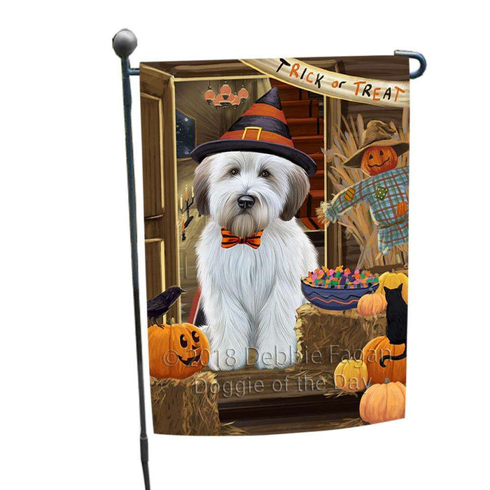 Enter at Own Risk Trick or Treat Halloween Wheaten Terrier Dog Garden Flag GFLG53405