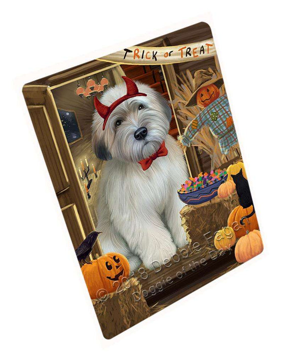 Enter at Own Risk Trick or Treat Halloween Wheaten Terrier Dog Large Refrigerator / Dishwasher Magnet RMAG80934