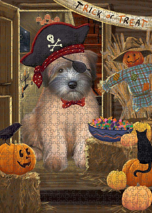 Enter at Own Risk Trick or Treat Halloween Wheaten Terrier Dog Puzzle with Photo Tin PUZL80520