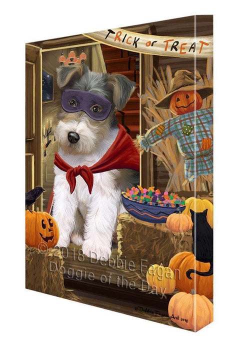 Enter at Own Risk Trick or Treat Halloween Wire Fox Terrier Dog Canvas Print Wall Art Décor CVS97955