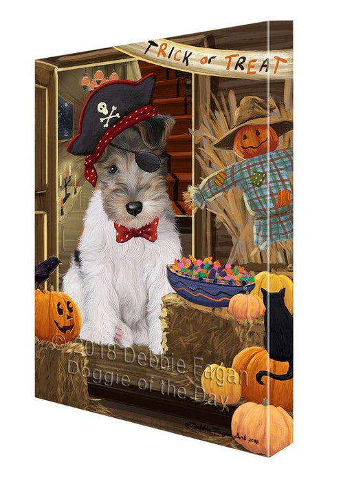 Enter at Own Risk Trick or Treat Halloween Wire Fox Terrier Dog Canvas Print Wall Art Décor CVS97964