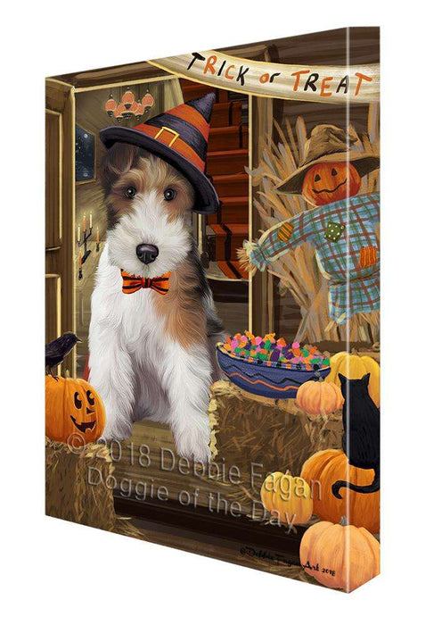 Enter at Own Risk Trick or Treat Halloween Wire Fox Terrier Dog Canvas Print Wall Art Décor CVS97982