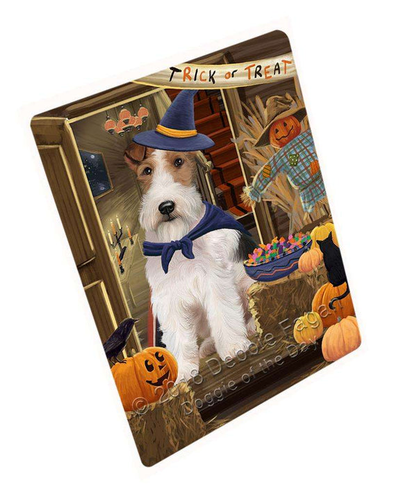 Enter at Own Risk Trick or Treat Halloween Wire Fox Terrier Dog Cutting Board C64476