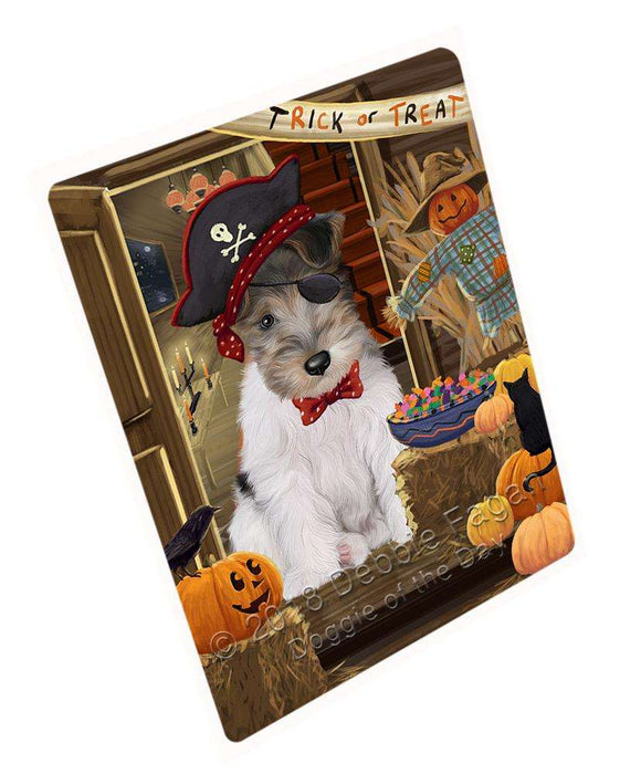 Enter at Own Risk Trick or Treat Halloween Wire Fox Terrier Dog Cutting Board C64482